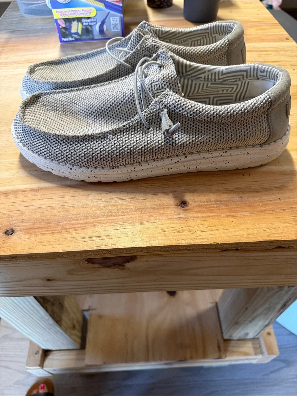 Hey Dude Mens Moccasins in Light Grey Knit